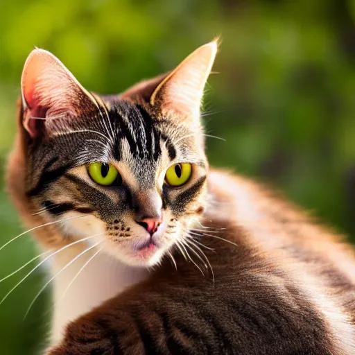 Prompt: A pretty human male with cat features, in his natural habitat. Pictured are his cute ears and long tail. 4K National Geographic photograph