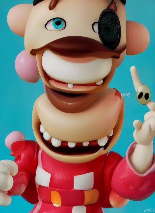 Prompt: a hyperrealistic lowbrow oil panting of a looney kawaii vocaloid figurine caricature with a big dumb goofy grin and pretty sparkling anime eyes featured on Wallace and Gromit by norman rockwell