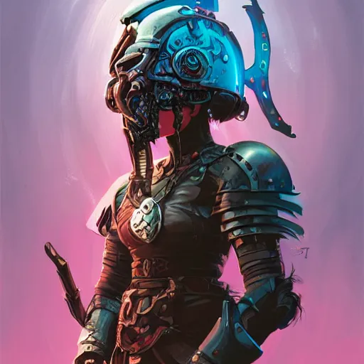 Image similar to cyberpunk viking helmet mask warrior goddess robot ninja fantasy, art gta 5 cover, official fanart behance hd artstation by jesper ejsing, by rhads, makoto shinkai and lois van baarle, ilya kuvshinov, ossdraws