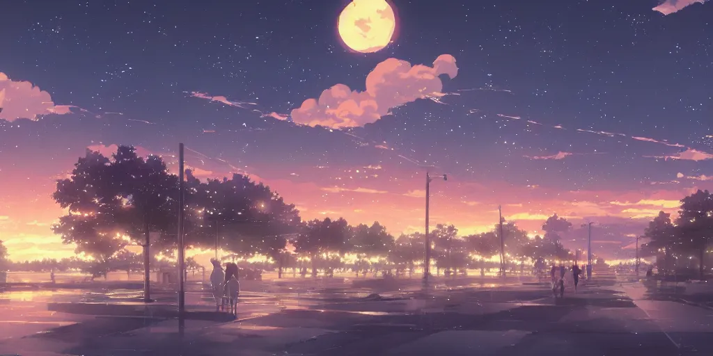 Image similar to beautiful anime nightscape by makoto shinkai