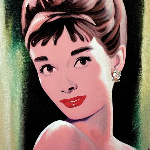 Image similar to a painting of audrey hepburn by paul edwards