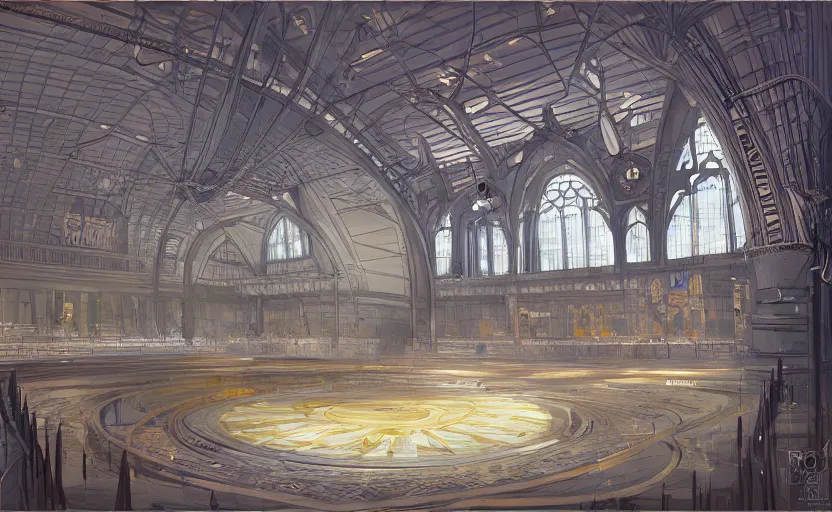 Image similar to olympic gymnasium, architecture, highly detailed, digital painting, artstation, concept art, sharp focus, illustration, art nouveau