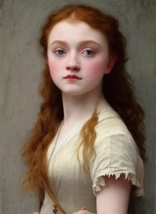 Prompt: Sadie Elizabeth Sink In the style of william adolphe bouguereau