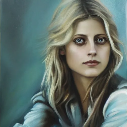 Prompt: oil painting of melanie laurent by sophie anderson, tony sart, anato finnstark, randy vargas