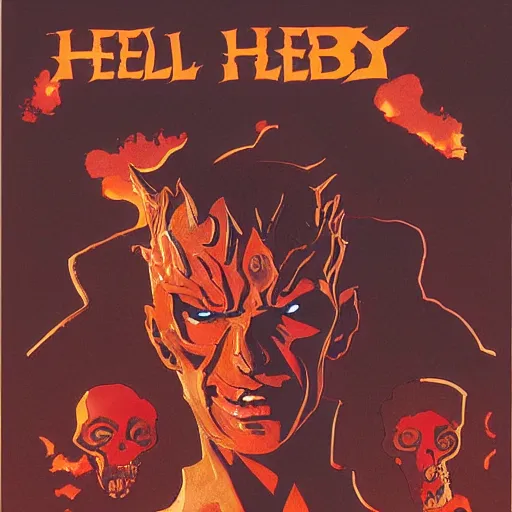 Prompt: a detailed rendering of hell boy hell boy by mike mignola, alex ross, david mack dave mckean various angles golden ratio warm colors