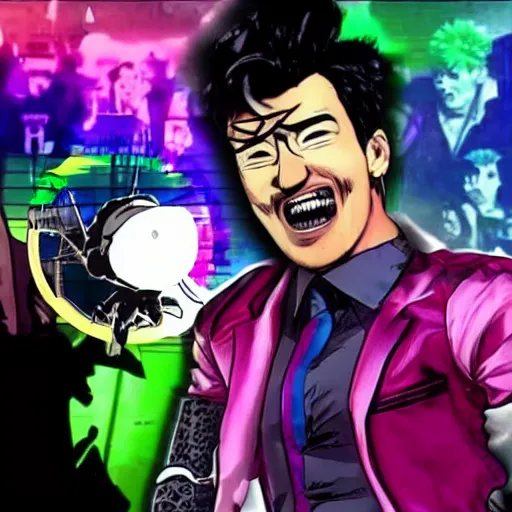 Image similar to markiplier in jojo's bizarre adventure