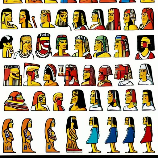 Prompt: Simpsons Family in the style of old Egyptian hieroglyphs