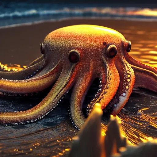 Image similar to A octopus in the ocean centered-photograph film still, tending on artstation dynamic action pose, National Geographic, insane detail, intricate, highly detailed, Zeiss Lens, DSLR photography, smooth, sharp focus, Unreal Engine 5, Octane Render, 85mm lens Redshift, depth of field 8K