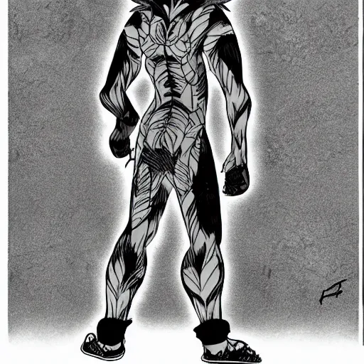 Image similar to a full body portrait from behind of a sanurai from manga vagabond, detailed, concept art, ink style, sketch