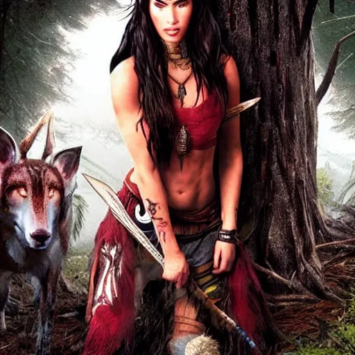 Image similar to megan fox as princess mononoke