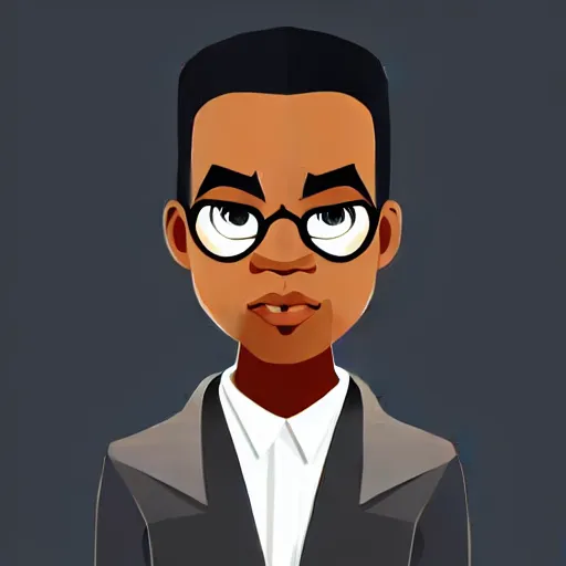 Image similar to a black 2 d lawyer character, vector art, digital art, portrait, 4 k, 8 k, sharp focus, smooth, illustration, concept art, design