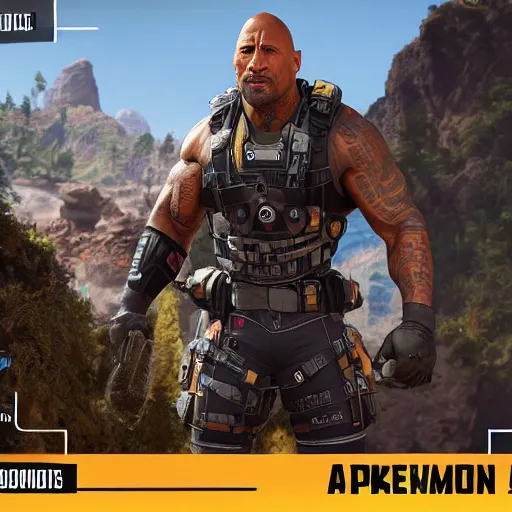Prompt: dwayne johnson as a new apex legends character, screenshot, character select