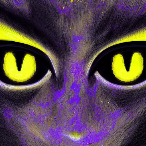 Prompt: yellow eyes glowing from the pitch black, aura digital art, luminescent