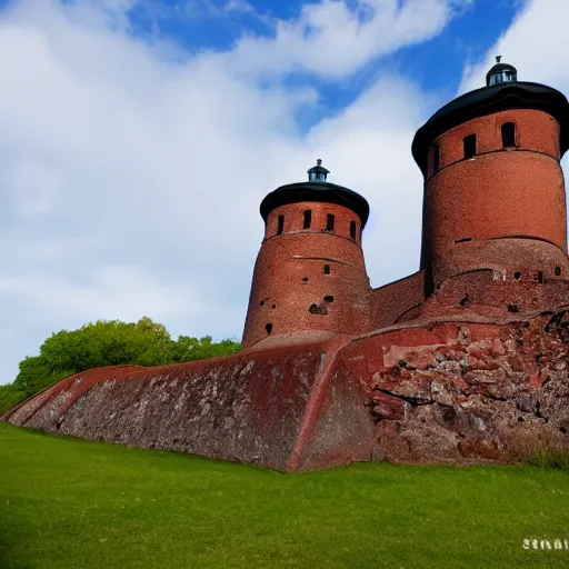 Image similar to low angle wideshot of Suomenlinna, breathtaking polaroid photo,