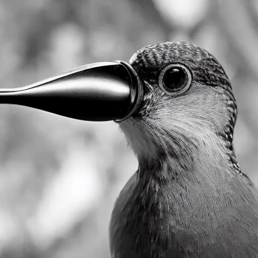 Image similar to A photograph of a bird wearing headphones and speaking into a microphone