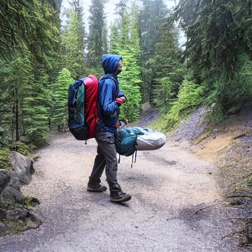 Image similar to hiker unloading the car before camping, style by fernando sawa