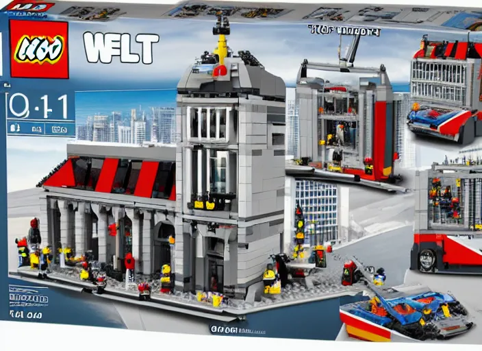 Prompt: WTC 9 11 Lego set