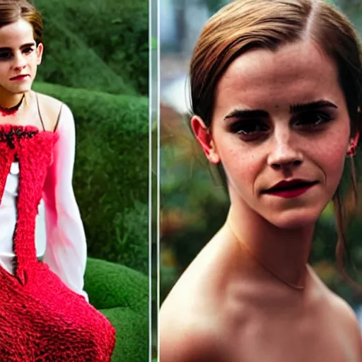 Prompt: emma watson as a strawberry chair