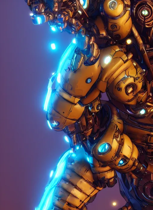 Image similar to glowwave cyborg saitama from borderlands 3, au naturel, hyper detailed, digital art, trending in artstation, cinematic lighting, studio quality, smooth render, unreal engine 5 rendered, octane rendered, art style by klimt and nixeu and ian sprigger and wlop and krenz cushart.