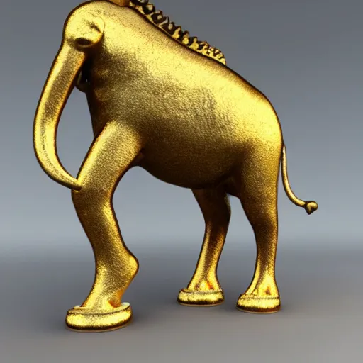 Image similar to golden mammoth in leticia gillett's style 3 d