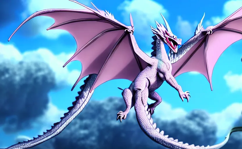 Prompt: a pastel color flying japanese manga dragon, extremely intricate and detailed 8 k cinematic lighting, hyper realism