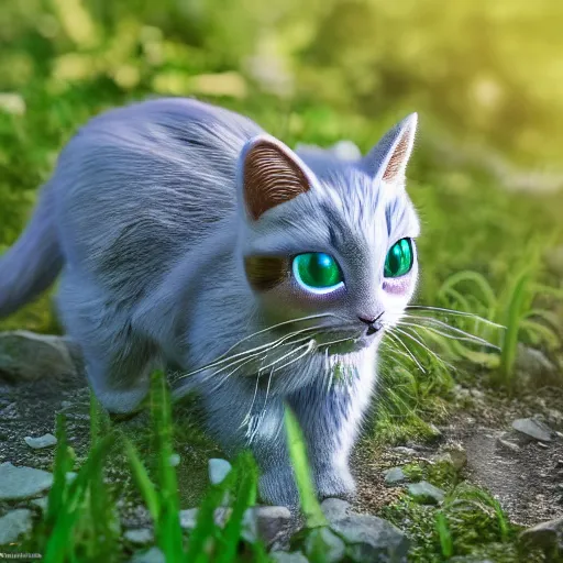 Image similar to national geographic photo of mew, pokemon in the wild, intricate, portrait, 8 k highly professionally detailed, hdr, award winning