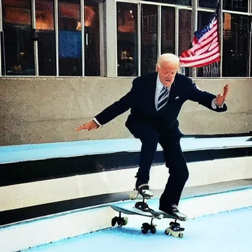 Image similar to Holy shit Joe Biden skating? no way lol, instagram post