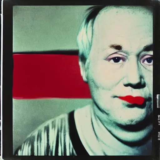 Image similar to color polaroid portrait of a fat man by andy warhol.