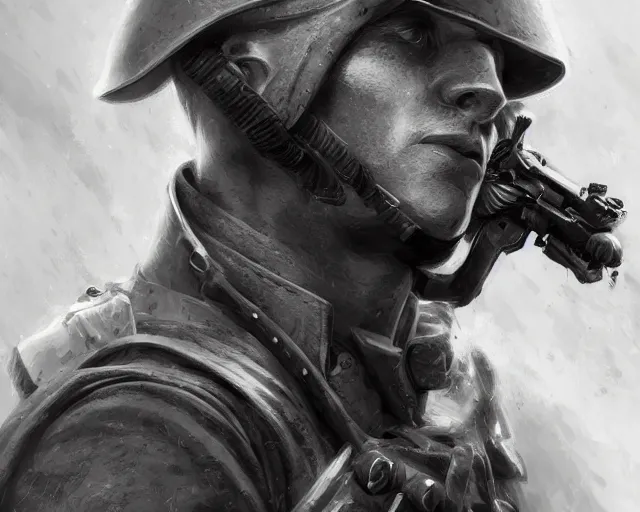 Image similar to A soldier holding a warrior cat in world war 1, close-up, realistic face, sharp facial features, mature facial features, black and white, amazing digital art, hyper detailed, artstation, in the style of Tony Sart