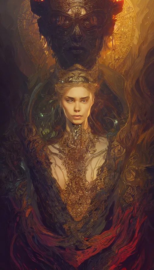 Image similar to fame of thrones, lord of daggers, neon, fibonacci, sweat drops, insane, intricate, highly detailed, digital painting, artstation, concept art, smooth, sharp focus, illustration, Unreal Engine 5, 8K, art by artgerm and greg rutkowski and alphonse mucha