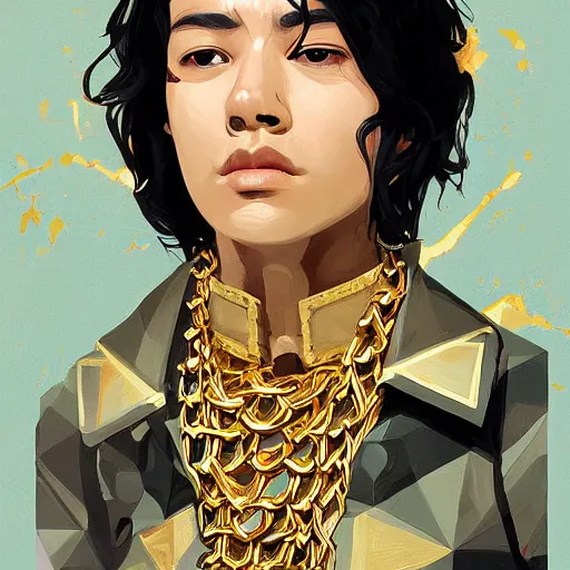 Prompt: a painting of hordor dripped out, gold rings, gold chain, stylish, gold grill by sachin teng