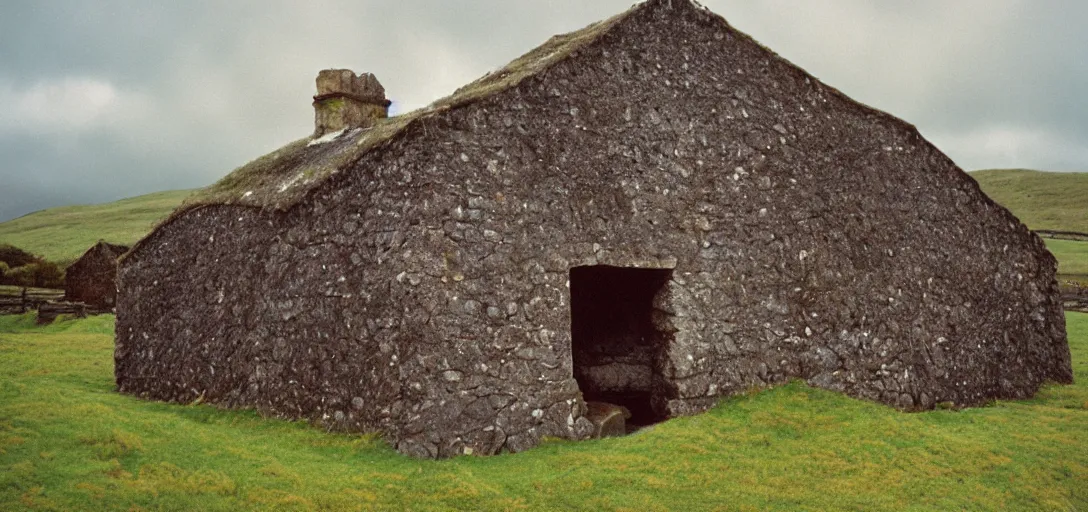 Image similar to scottish blackhouse sold by sotheby's. fujinon premista 1 9 - 4 5 mm t 2. 9. portra 8 0 0.