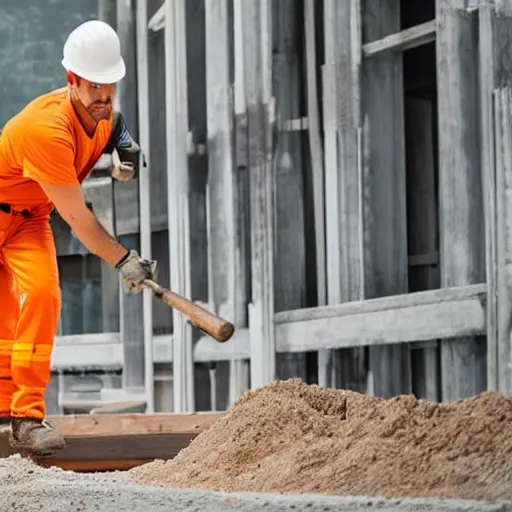 Prompt: a construction worker wearing a baseball hat