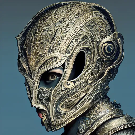 Image similar to Very very very very highly detailed epic photo of face with venetian mask, intricate, dystopian, sci-fi, extremely detailed, digital painting, artstation, concept art, smooth, sharp focus, illustration, intimidating lighting, incredible art by Artgerm and Tokujin Yoshioka and Anton Pieck