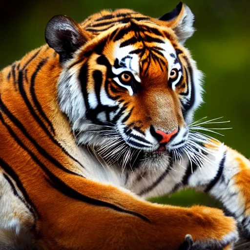 Image similar to beautiful tiger drinking from a pod, natural light, 85mm by Emmanuel Lubezki