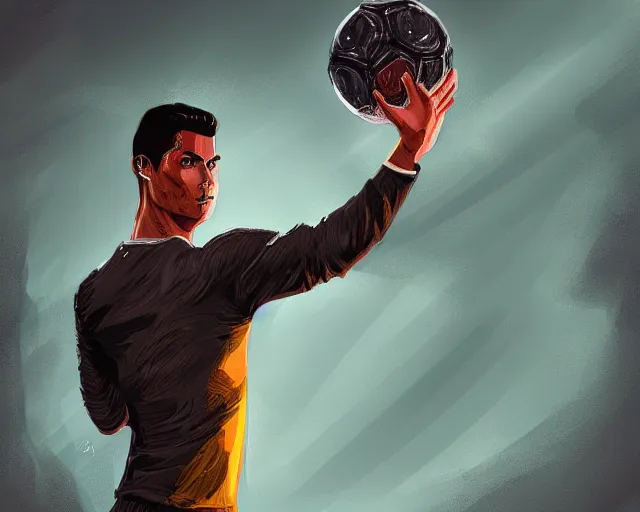 Image similar to cristiano ronaldo as a strong magician, fantasy art, in the style of Frank Neidhardt, illustration, epic, fantasy, intricate, elgant, amazing detail, digital painting, artstation, concept art, smooth, sharp focus