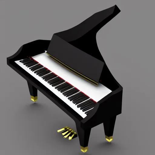 Prompt: an isometric low - poly 3 d render of a grand piano, soft lighting