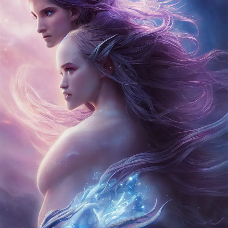 Image similar to beautiful cinematic fantasy poster, a long shot of a beautiful princess like a disney princess hybrid with flowing illuminated hair, beautiful glowing galaxy eyes, full subject in frame, wideshot ultrawide angle epic scale, hybrid from The Elden Ring and art direction by Darius Zawadzki ;by artgerm; wayne reynolds art station, coherent body and limbs; cinematic quality character render; low angle; ultra high quality model; production quality cinema model;