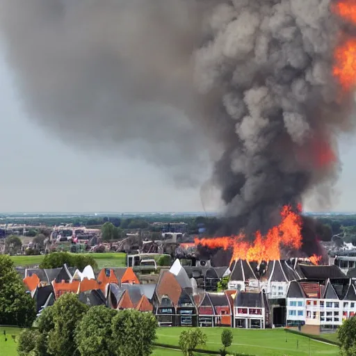 Prompt: Waalwijk on fire