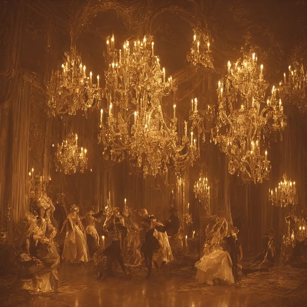 Image similar to palace dance, victorian era, dreamy, romantic, night lighting, gorgeous lighting, dramatic cinematic lighting, intricate, highly detailed, 8 k