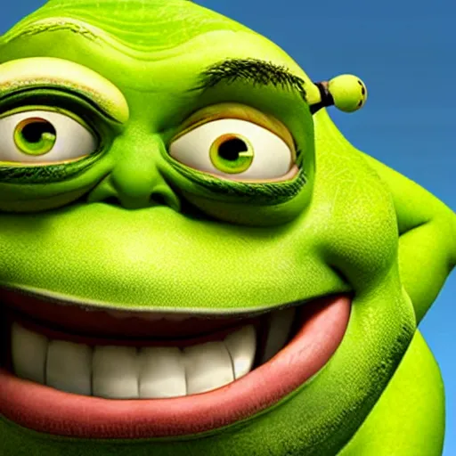 Prompt: Shrek and Mike Wazowski morphed together into one character