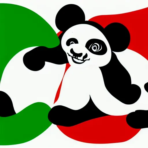 Image similar to vector art of welsh dragon and cute panda mixed, intercrossed, chimera, welsh flag, adobe illustrator