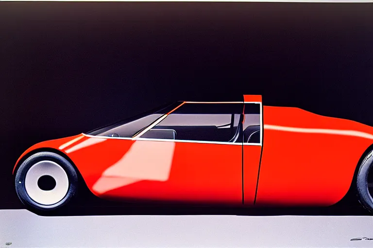 Prompt: designed by giorgetto giugiaro stylized poster of a single 1 9 1 5 amc amx / 3 citroen ds bmw m 1 concept, thick neon lights, ektachrome photograph, volumetric lighting, f 8 aperture, cinematic eastman 5 3 8 4 film