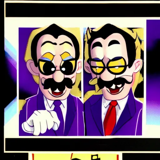 Prompt: president waluigi with vice - president wario, real, photograph, photo, color