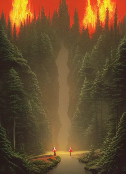 Prompt: Twin Peaks poster artwork by Michael Whelan and Tomer Hanuka, Karol Bak, Rendering of Fire walk with me, from scene from Twin Peaks, full of details, by Makoto Shinkai and thomas kinkade, Matte painting, trending on artstation and unreal engine
