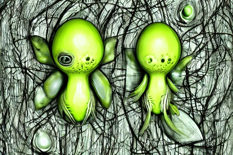 Prompt: cute alien bio flora in little hr giger pod style - h 1 2 8 0