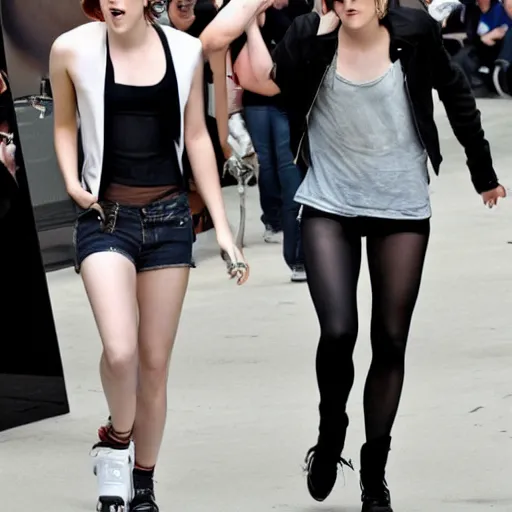 Image similar to emma watson and kristen stewart cosplaying as each other