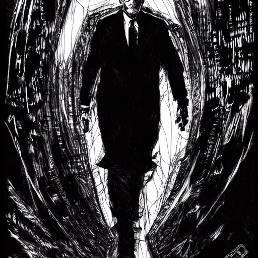 Image similar to Joe Biden looking sinister, by Tsutomu Nihei, highly detailed