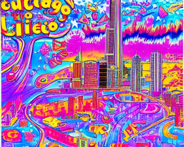 Prompt: chicago by lisa frank