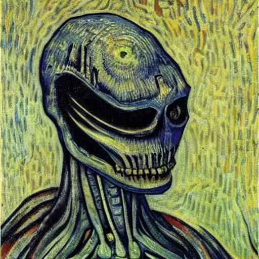 Image similar to giger, by van gogh